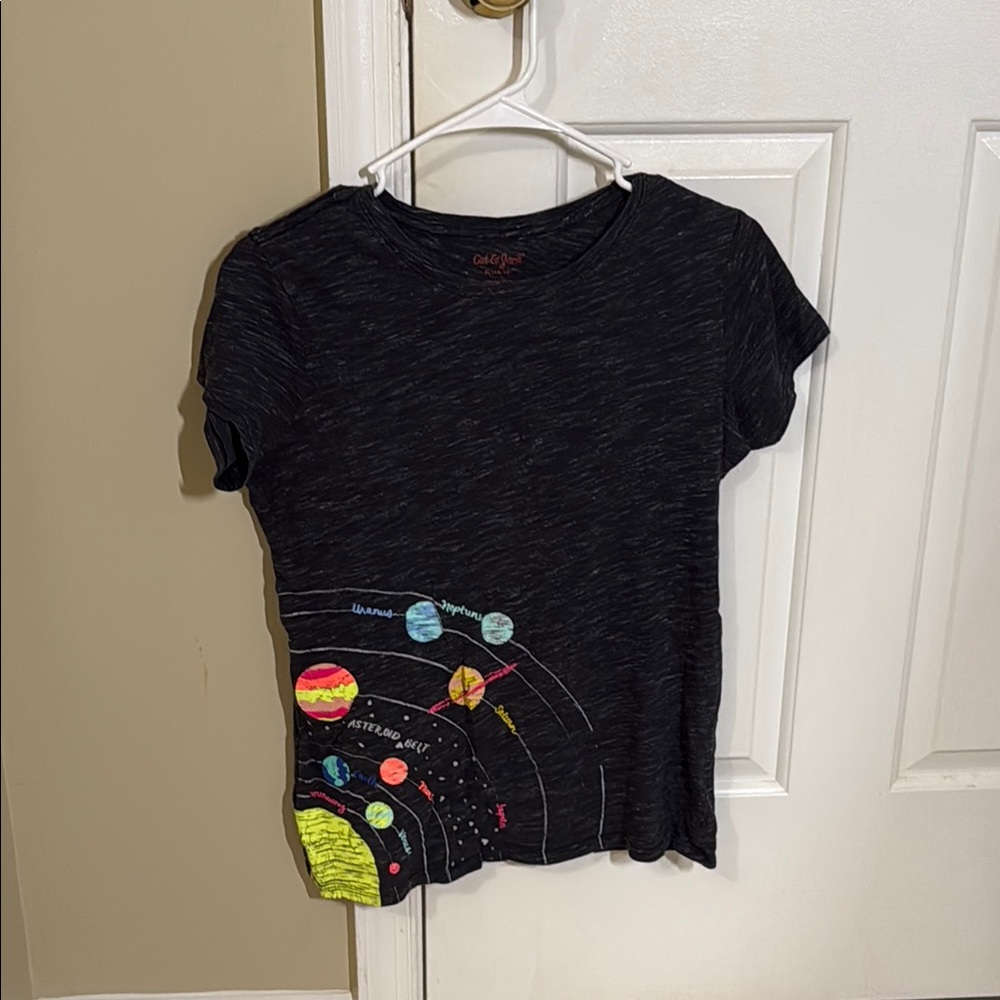 Cat & Jack Dark Gray Short Sleeve Tee with Space Graphic